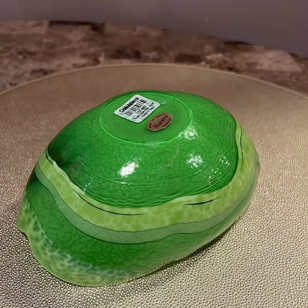 Murano Venezia for Crate & Barrel Green Petal Bowl